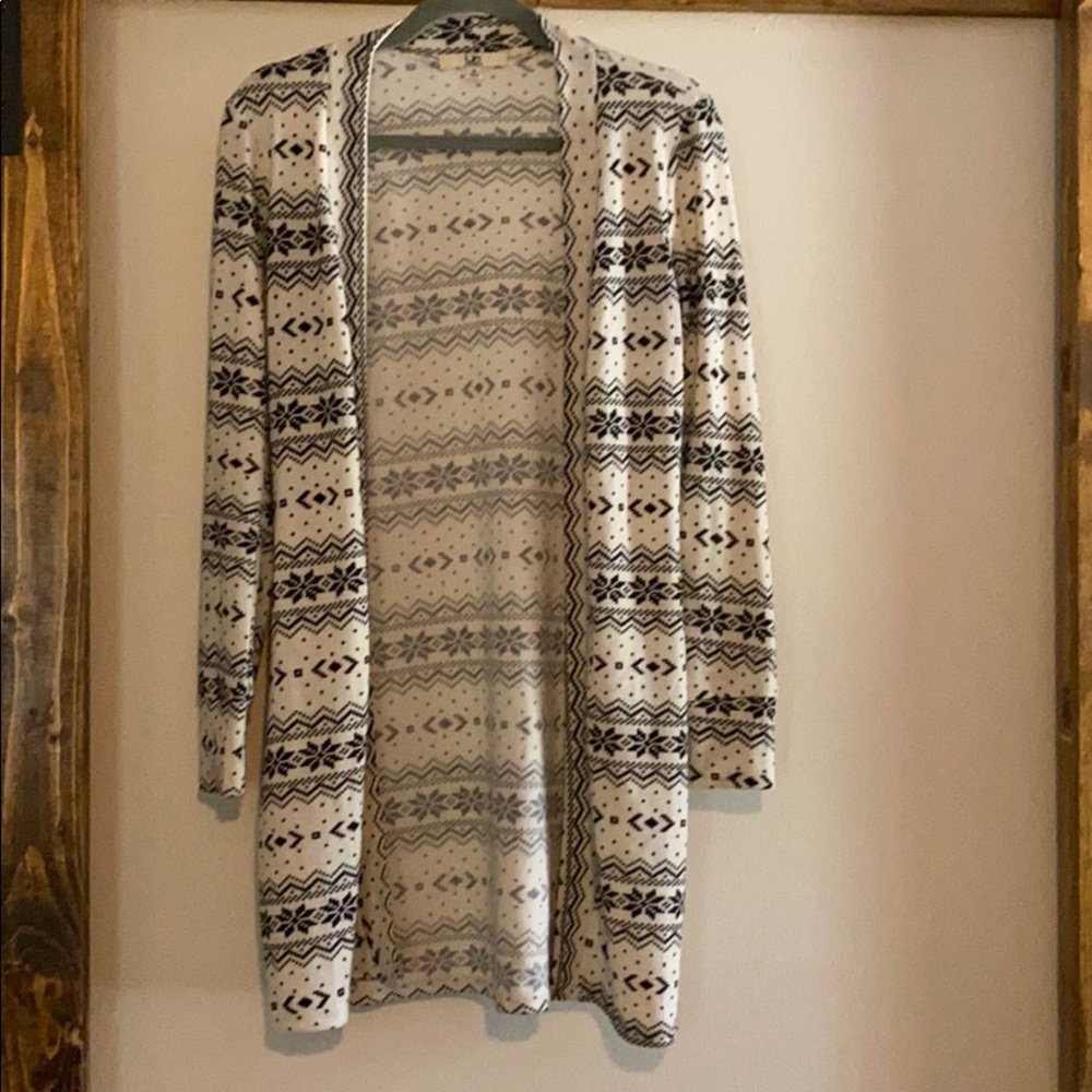 Ya Los Angeles blk/cream snowflake long cardigan